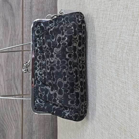 Coach Lurex Chenille Framed KIsslock Wristlet Purse - Picture 4 of 10